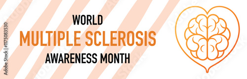 world Multiple Sclerosis Awareness month, supports people and family love, vectors banner, flyer and affiche pub, orange color, typography and text style