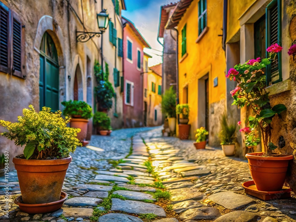 Fototapeta Macro Photography: Cobblestone Street Detail, Marciana, Elba Island, Italy