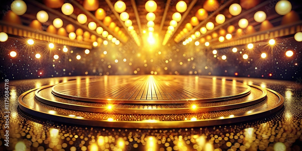 Obraz premium Macro Photography: Golden Circular Stage with Spotlights - Dramatic Lighting