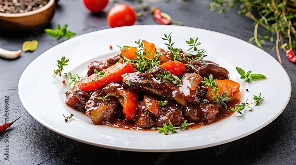 Savory Beef Stew with Fresh Vegetables and Aromatic Herbs Savory Beef Stew with Fresh Vegetables and Aromatic Herbs