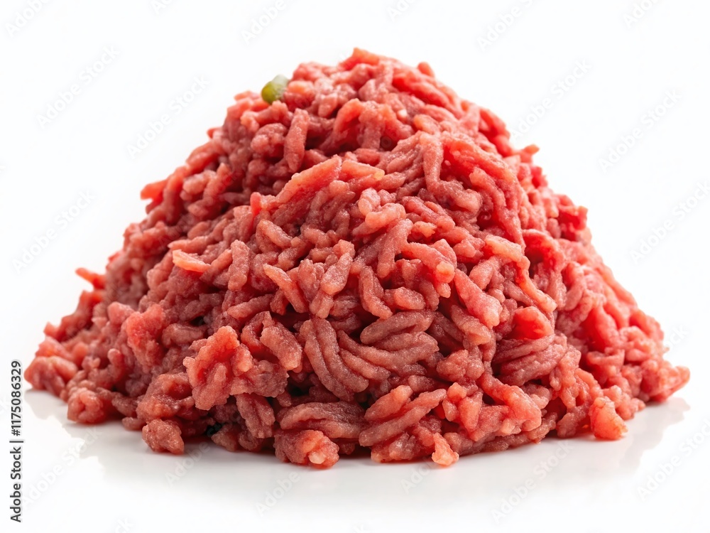 Raw Minced Meat Mix: Ground Pork & Beef Isolated on White Background - High-Resolution Stock Photo Raw Minced Meat Mix: Ground Pork & Beef Isolated on White Background - High-Resolution Stock Photo