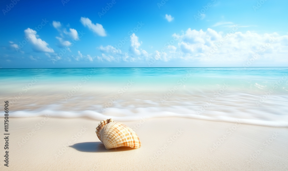Obraz premium tranquil beach with a single seashell