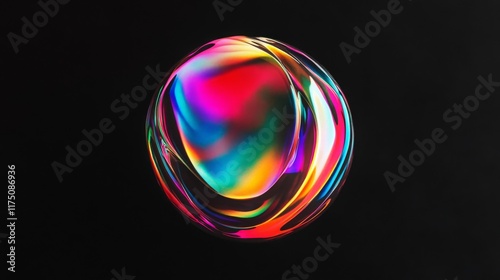 Glowing soap bubbles isolated on black background. Abstract soapy random spheres 3d brutalism design