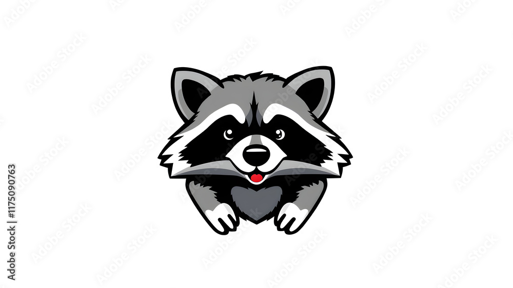 Cartoonish raccoon logo design on white background. Generative AI Cartoonish raccoon logo design on white background. Generative AI