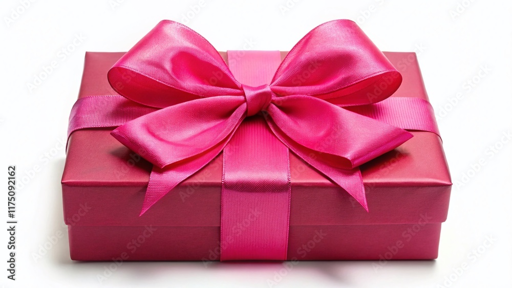 Obraz premium Red Gift Box with Pink Bow, Isolated on White Background - Perfect for Holiday or Birthday Designs
