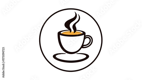 Coffee themed logo icon symbol emblem on white background. Generative AI photo