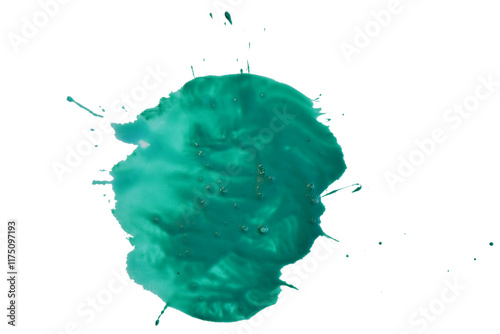 Fototapeta Naklejka Na Ścianę i Meble -  Abstract stain applied with green acrylic paint on PNG background.