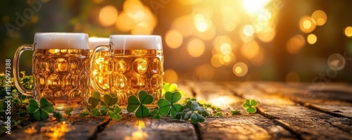 Overflowing Beer Mugs with ...