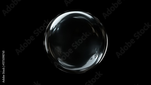 Glowing soap bubbles isolated on black background. Abstract soapy random spheres 3d brutalism design