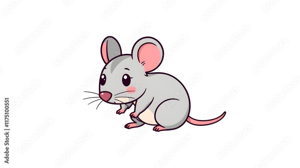 Cute mouse cartoon icon illustration on white background. Generative AI Cute mouse cartoon icon illustration on white background. Generative AI
