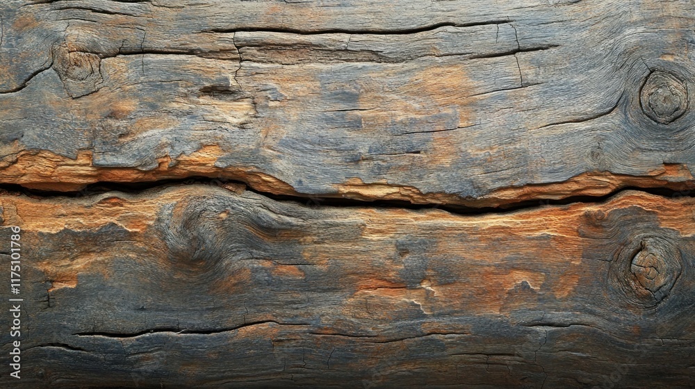 Naklejka premium Detailed texture of old wooden boards with a weathered look, offering a natural and rustic backdrop for wide banner designs