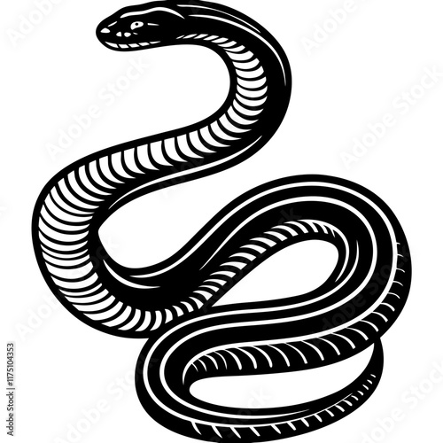 Intricate Vector Illustration of a Coiled Snake