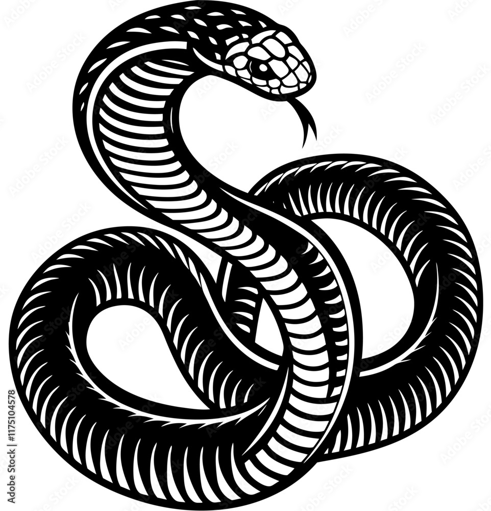 Fototapeta premium Powerful Snake Design in Bold Line Art Style