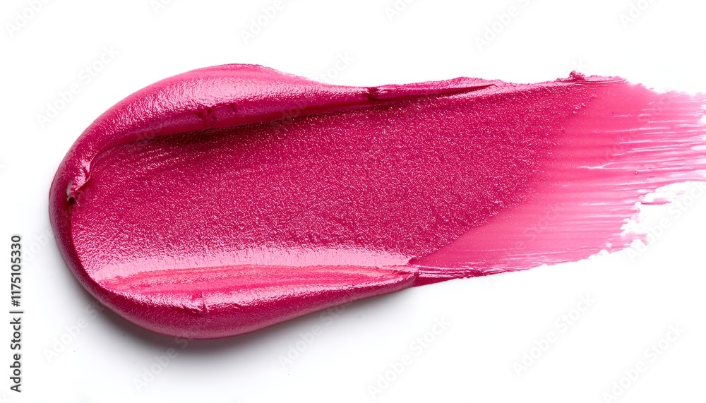 Fototapeta premium A vibrant and shimmery pink lipstick swatch showcasing vivid texture and richness, ideal for cosmetic or beauty-themed purposes.