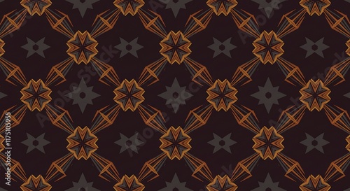 Elegant Geometric Brown Orange Seamless Pattern Background