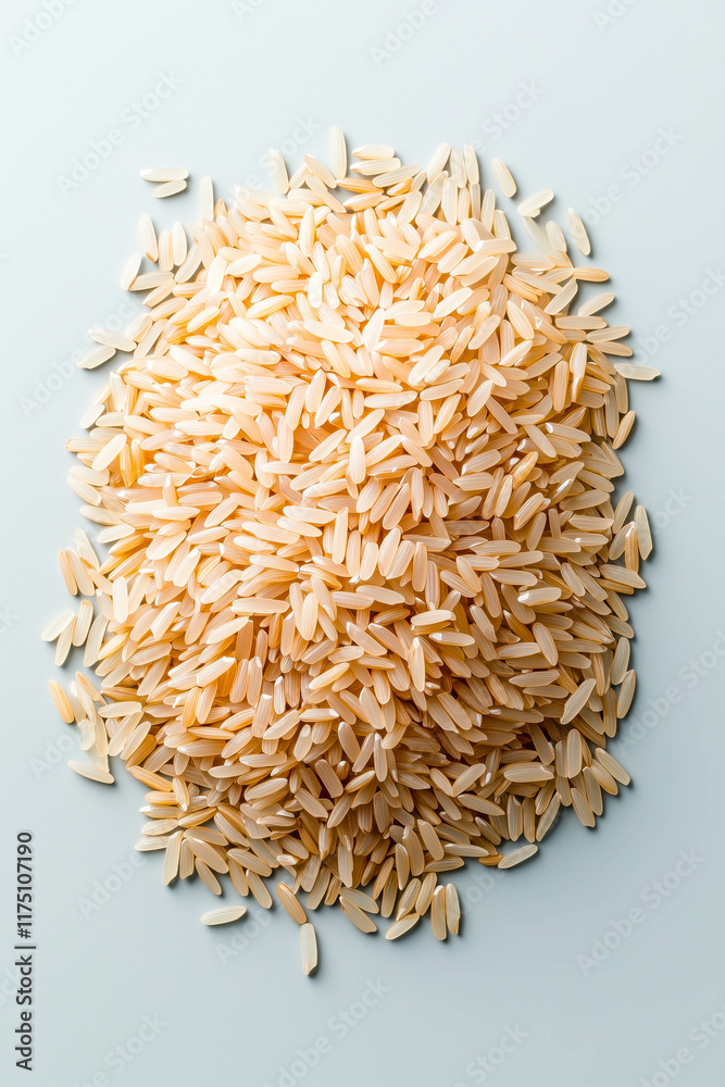 Heap of uncooked brown rice on light background Heap of uncooked brown rice on light background