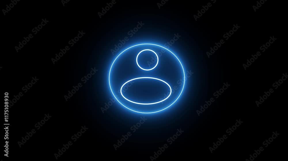 Glowing neon person sign, outline round avatar pictogram in vivid color. neon icon of user in flat style, person icon, user icon illustration. Glowing neon person sign, outline round avatar pictogram in vivid color. neon icon of user in flat style, person icon, user icon illustration.