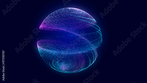 Abstract twisted, cosmic wormhole. Technology background. Data network. 3D rendering.
