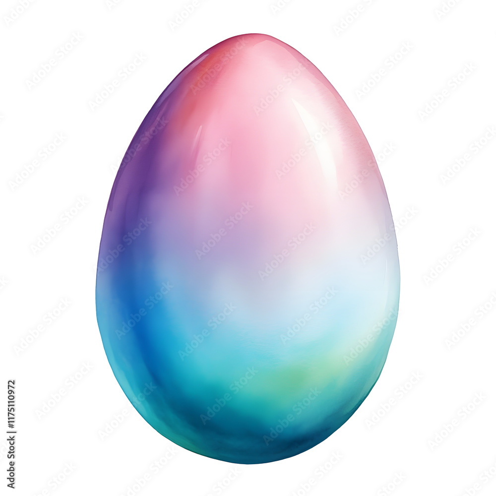 Vibrant Ombre Watercolor Easter Egg Digital on White Background Vibrant Ombre Watercolor Easter Egg Digital on White Background