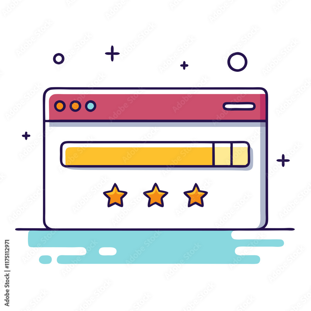 Website navigator design featuring a search bar and star ratings for user experience evaluation Website navigator design featuring a search bar and star ratings for user experience evaluation
