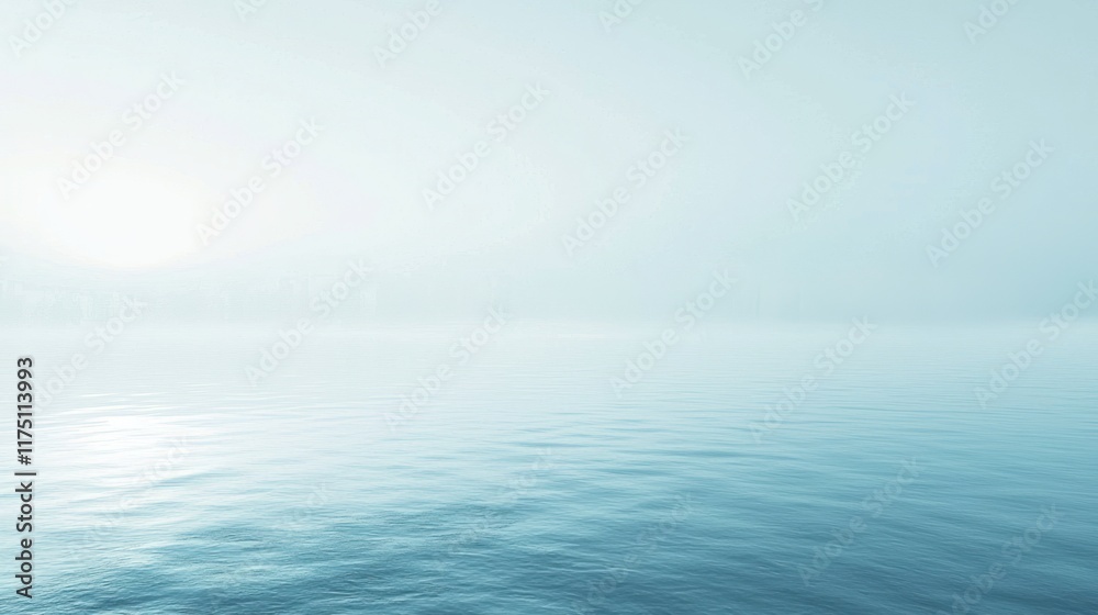 Serene Misty Water With Distant City Skyline Serene Misty Water With Distant City Skyline