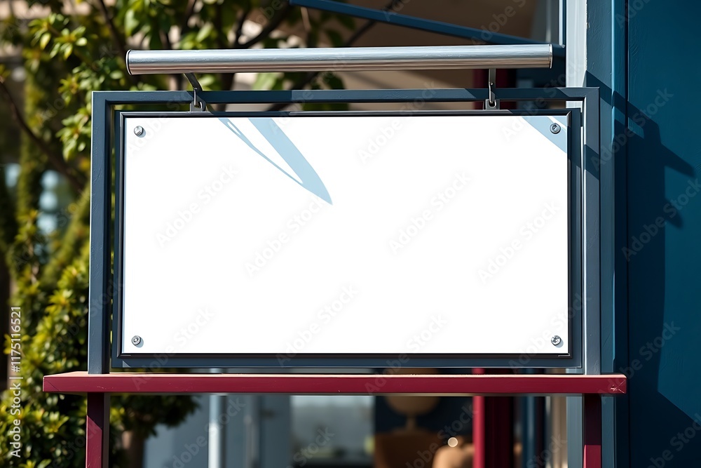 Blank Signage Mockup: Modern storefront with a blank rectangular sign, perfect for showcasing your business name or branding. Clean and minimalist design. Blank Signage Mockup: Modern storefront with a blank rectangular sign, perfect for showcasing your business name or branding. Clean and minimalist design.