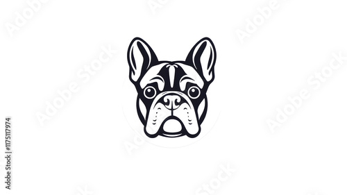 French bulldog logo icon on white background. Generative AI photo