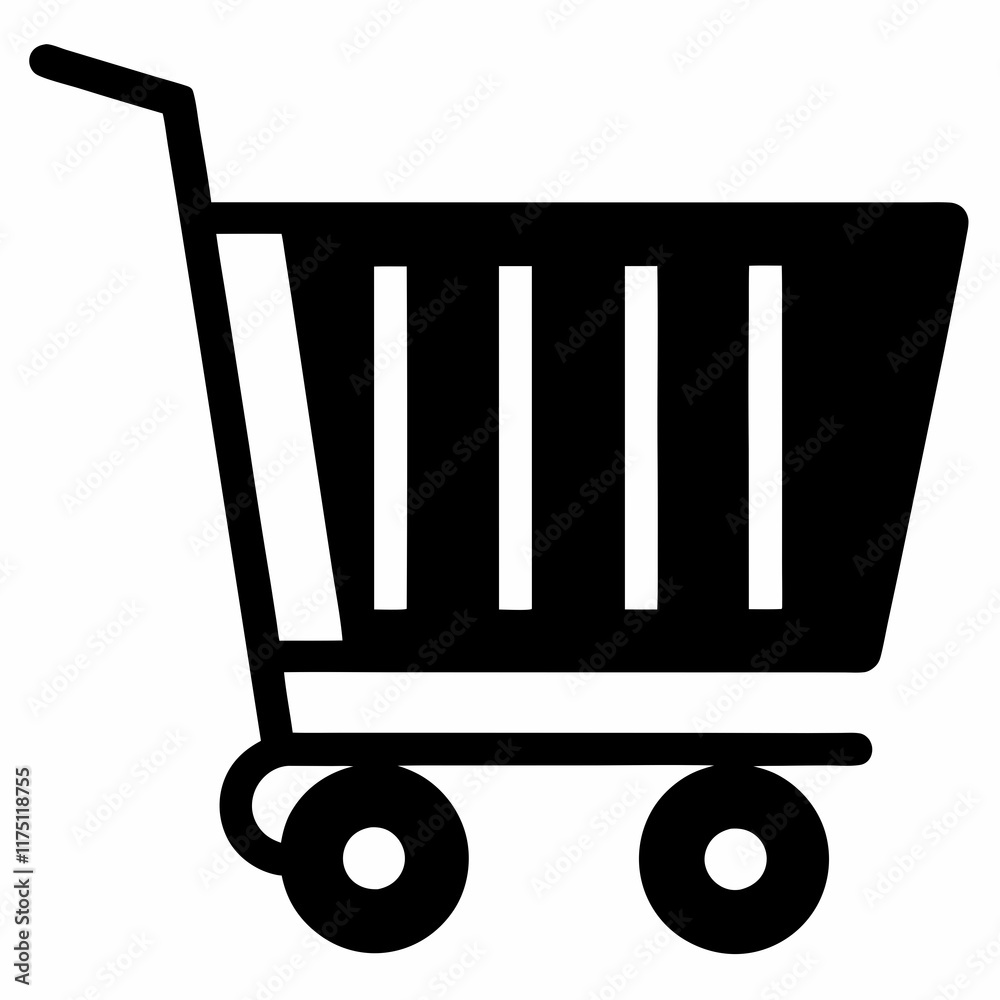 E-Commerce Cart Black Silhouette Vector E-Commerce Cart Black Silhouette Vector