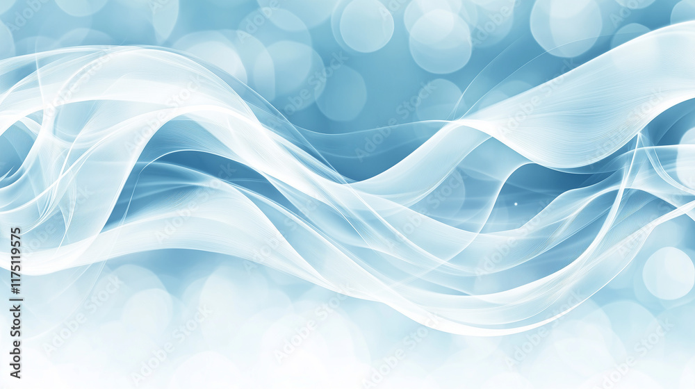 Obraz premium Soft ethereal swirl of white smoke against a blurred blue background