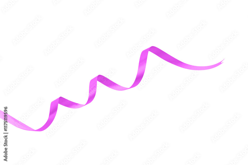 satin pink ribbon, twisted on a table, isolated on a white background satin pink ribbon, twisted on a table, isolated on a white background