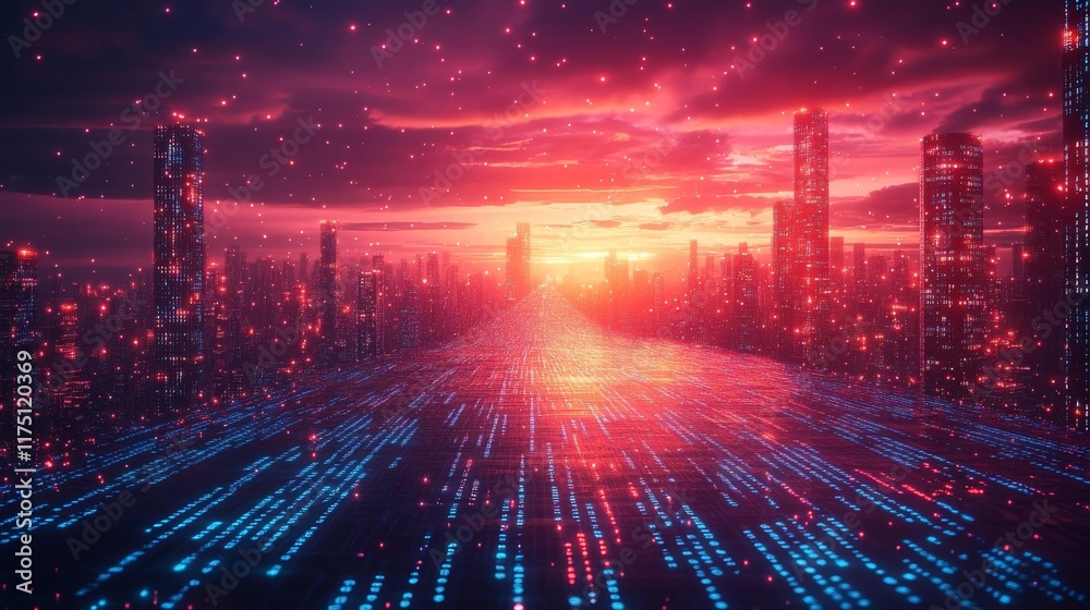 Fototapeta premium Futuristic Cyber Matrix. Generative AI