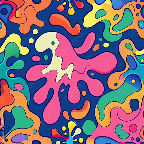 Vibrant abstract paint splatter pattern.