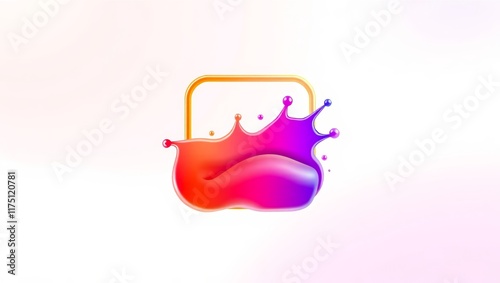 Vibrant 3D fluid frame with gradient hues of orange, pink, and blue, ideal for creative designs, branding, or advertising templates with a modern, dynamic aesthetic. photo