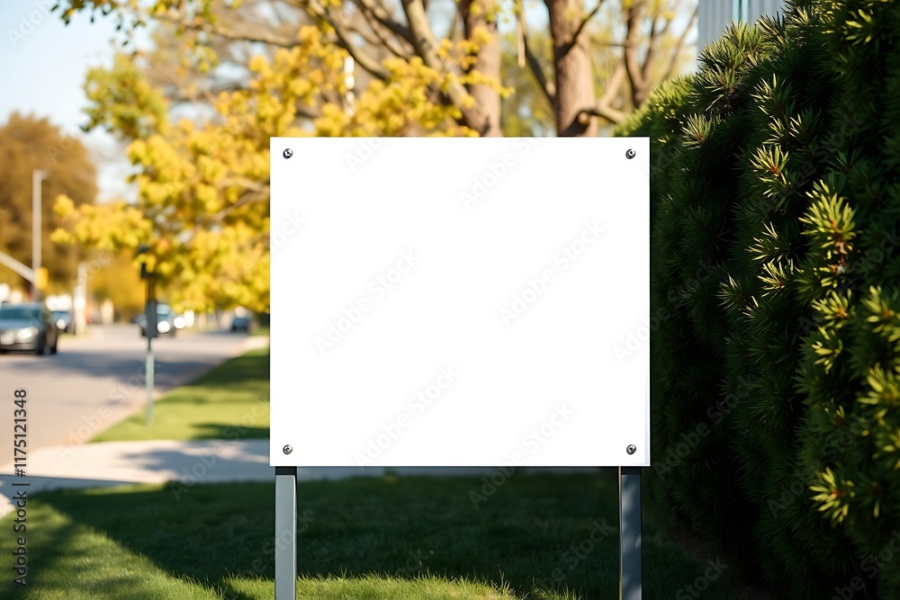 Blank Sign Mockup: Suburban Street Scene Blank Sign Mockup: Suburban Street Scene