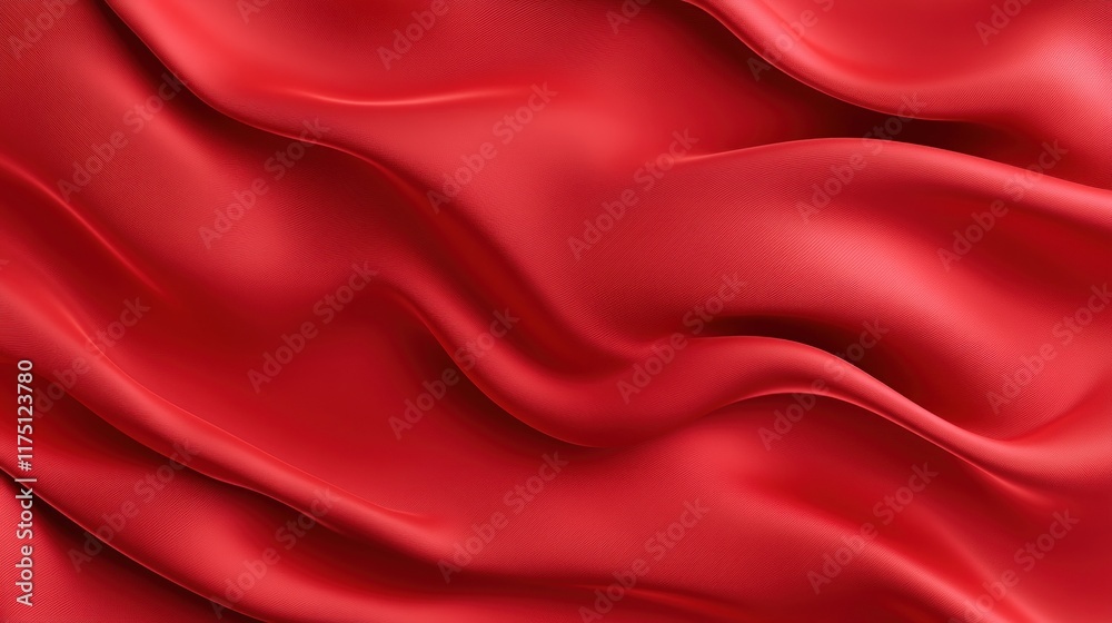 Obraz premium Smooth red satin fabric with glossy, folded waves, ideal for a luxury background for design, web banners, or festive website headers