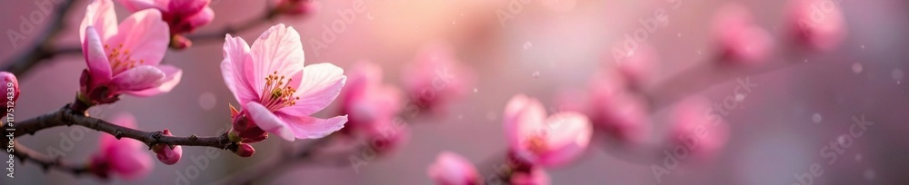 Soft pink petals unfold from a slender branch, spring, blossom, nature Soft pink petals unfold from a slender branch, spring, blossom, nature