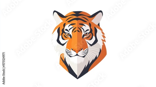 A stylized illustration of a tiger's head, showcasing its fierce expression and vibrant colors. photo