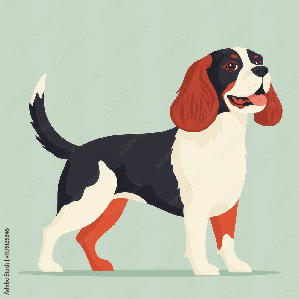 Cheerful Beagle Dog Standing with Friendly Expression in Colorful Art Cheerful Beagle Dog Standing with Friendly Expression in Colorful Art
