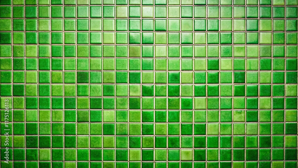 Fototapeta premium Retro Green Tile Grid Pattern Background - Panoramic Vintage Texture