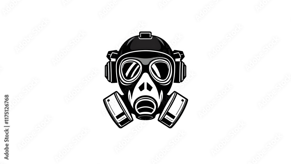 Gas mask logo on white background. Generative AI Gas mask logo on white background. Generative AI