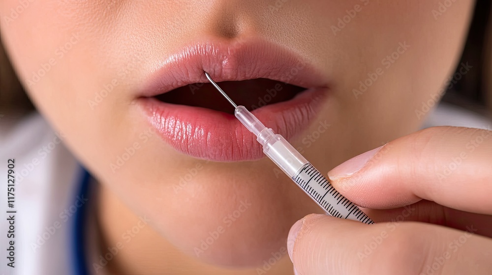 Lip Injection Procedure A Close Up View Lip Injection Procedure A Close Up View