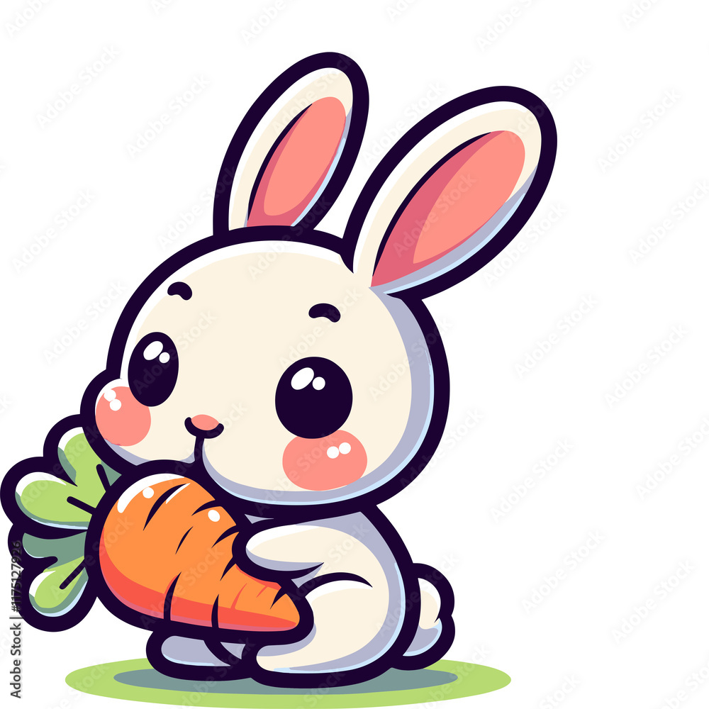 Adorable Bunny with Carrot Vector Illustration – PNG Design for Adobe Stock Adorable Bunny with Carrot Vector Illustration – PNG Design for Adobe Stock