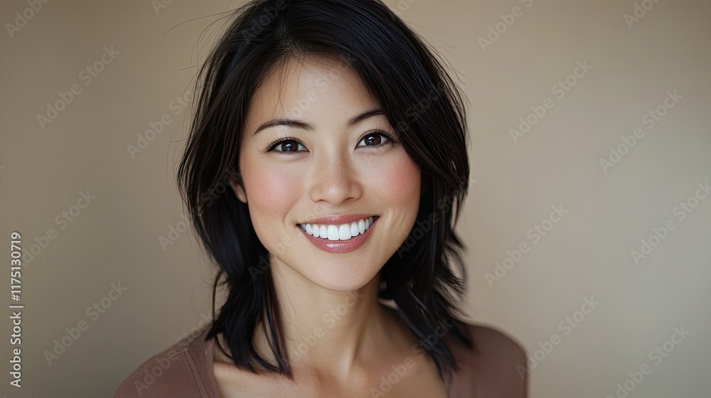 Portrait of a smiling Asian woman with dark hair Portrait of a smiling Asian woman with dark hair