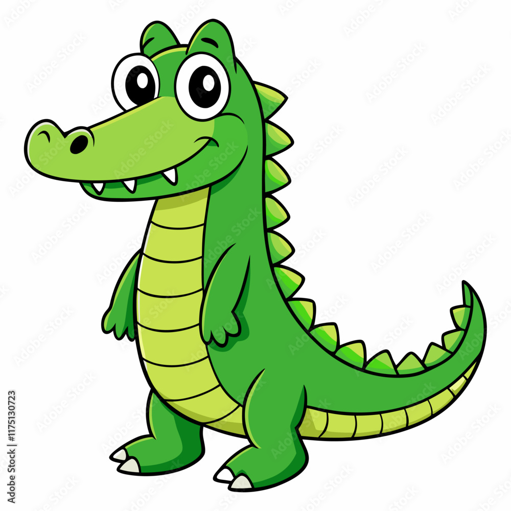 Fototapeta premium Illustration of an Alligator, colorful green Crocodile - Vector Illustration