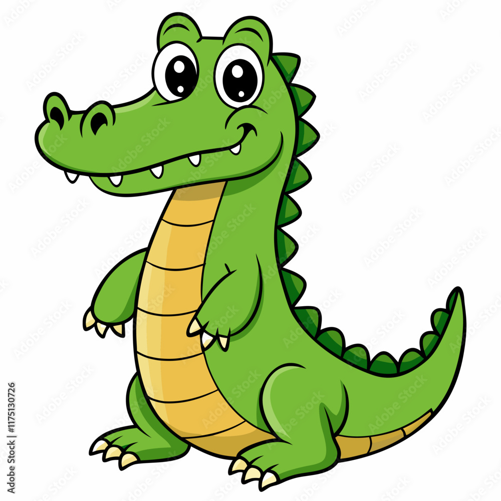 Fototapeta premium Illustration of an Alligator, colorful green Crocodile - Vector Illustration