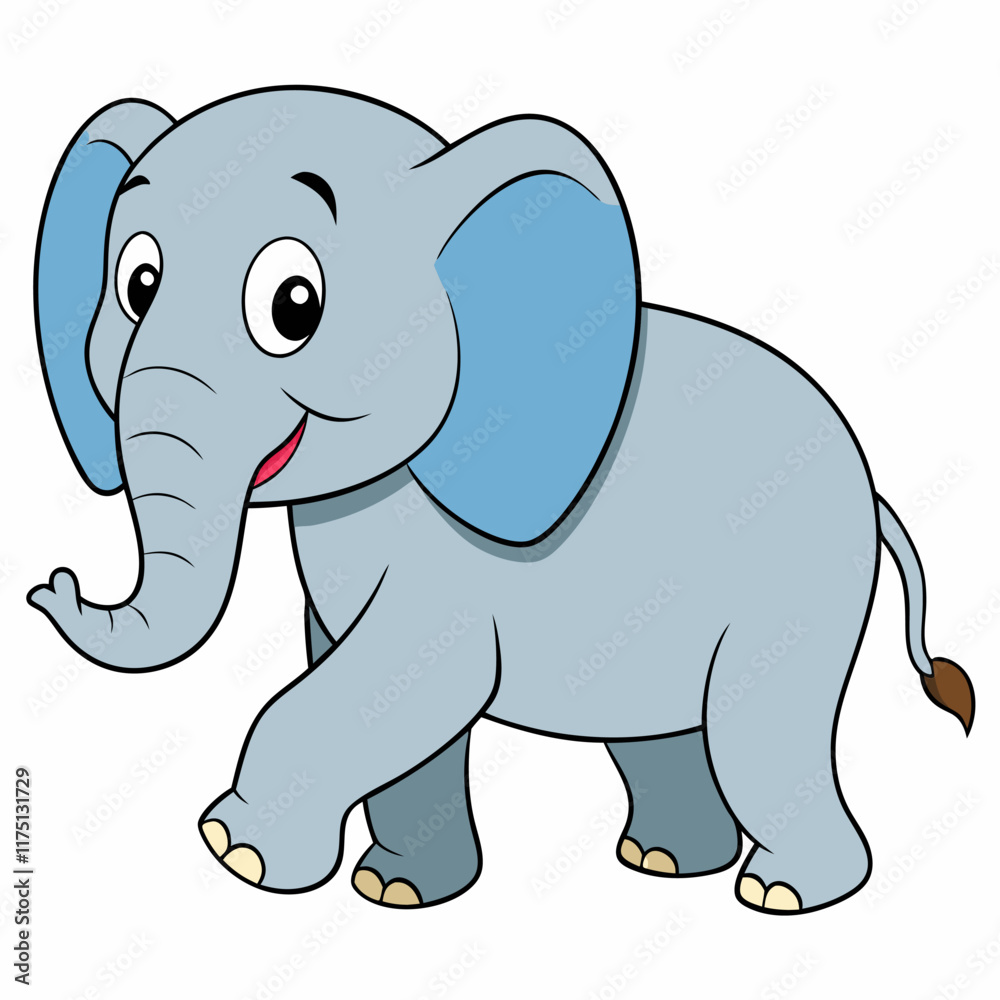 Fototapeta premium Vector illustration of a Walking Elephant on a White Background - Vector Art