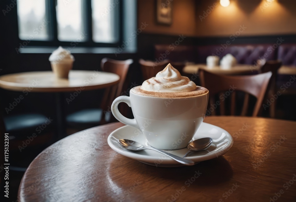 Fototapeta premium A delicious cup of cappuccino featuring a heart design in the foam