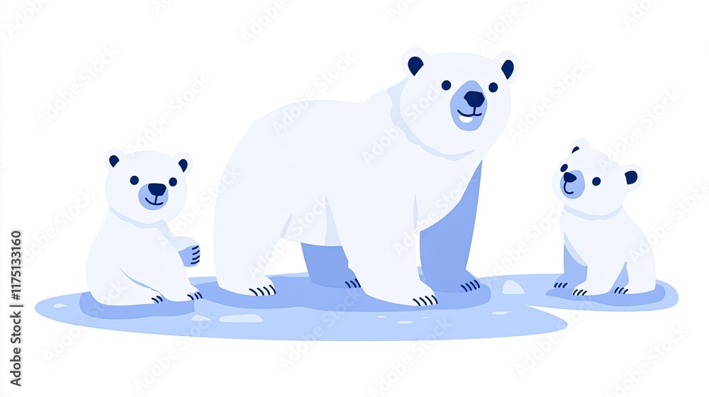 Fototapeta premium Polar Bear Family on Melting Arctic Ice