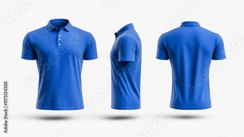 Royal blue t-shirt mockup on white background. Generative AI