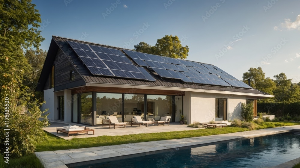 Modern Solar Home: Clean Lines, Poolside Serenity Modern Solar Home: Clean Lines, Poolside Serenity